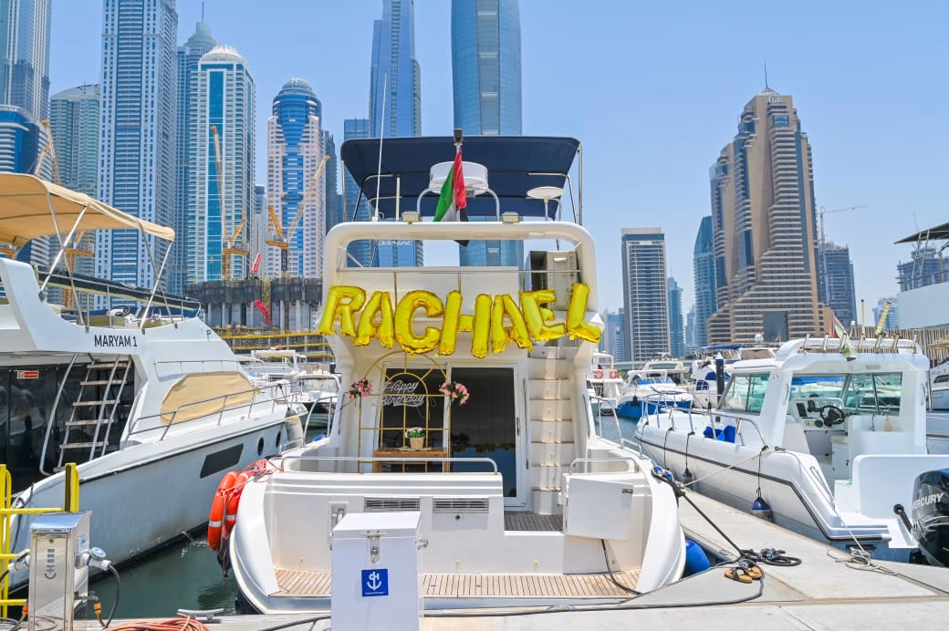 45 ft yacht birthday party for 12 people in Dubai