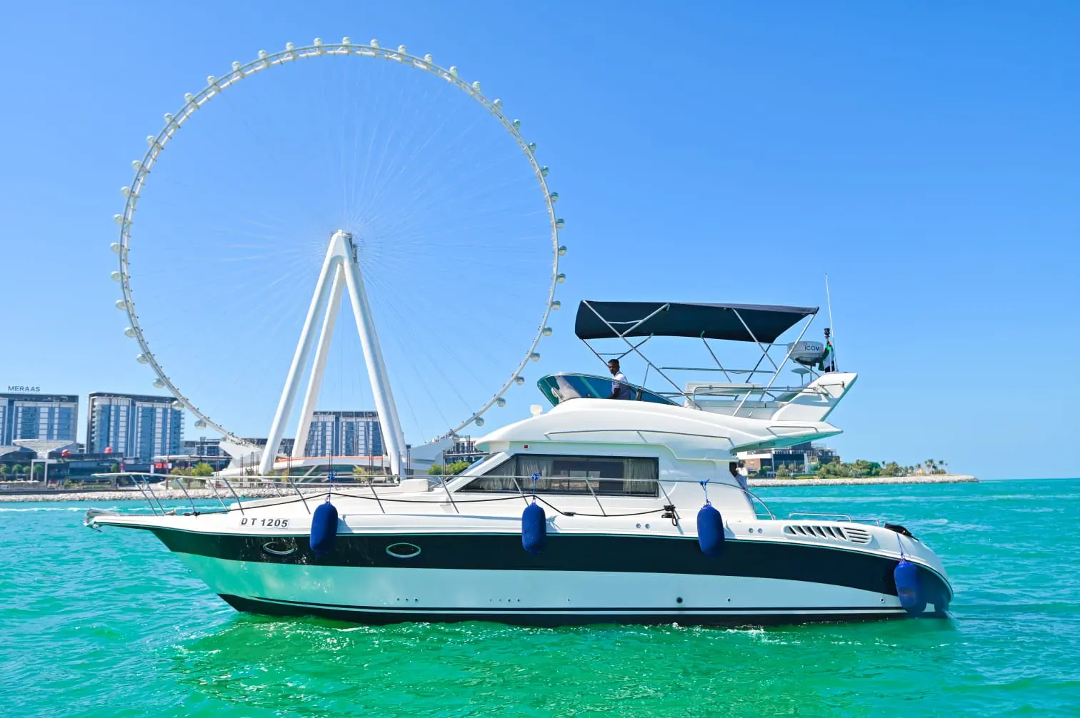 45FT yacht in Dubai Marina exterior view