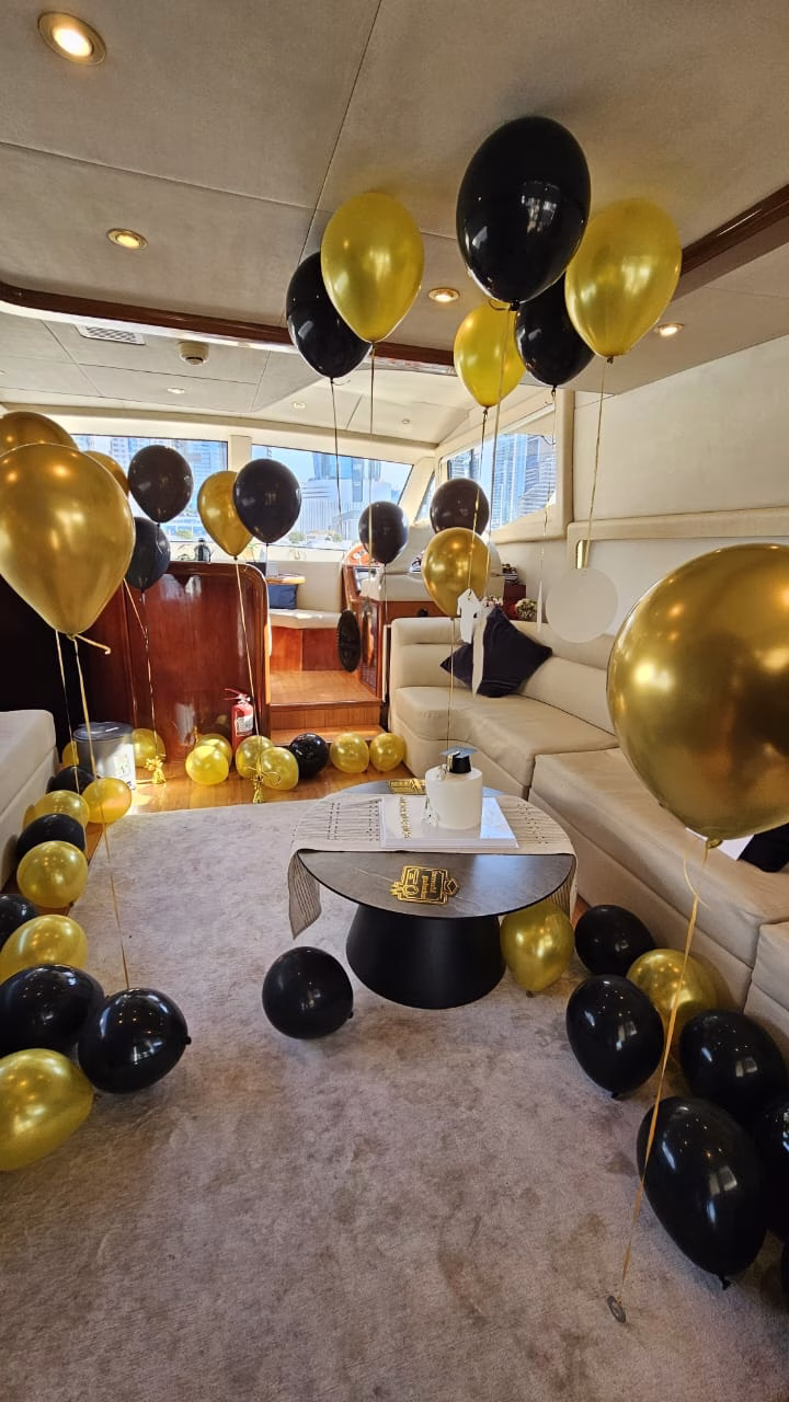 Graduation yacht party decorations in Dubai