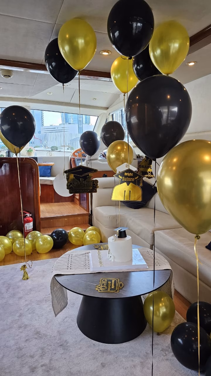 Graduation yacht party celebration Dubai Marina