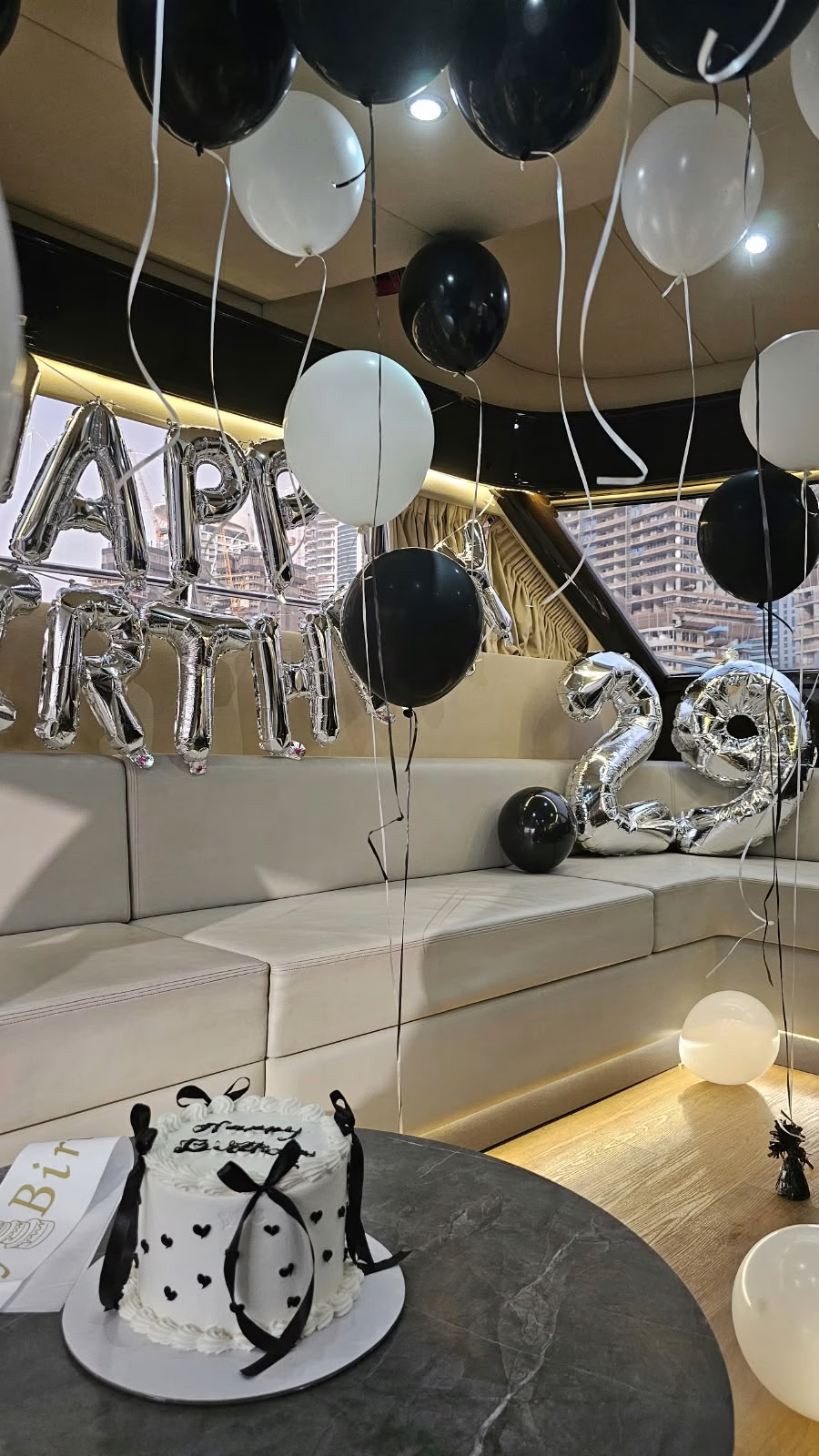 Birthday celebration on yacht